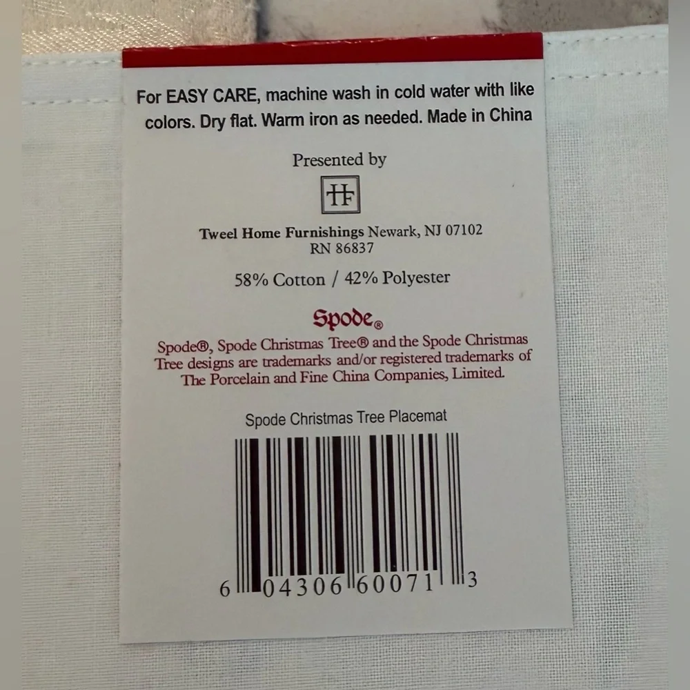 NWT Spode Festive Christmas Tree Placemats Green &‎ Red Accents: Set of 6